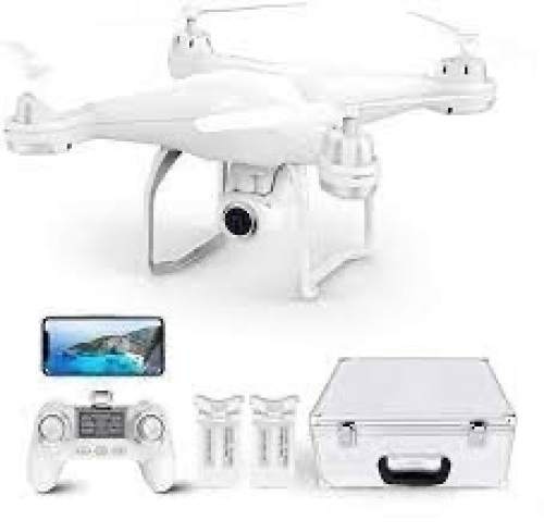 Potensic T25 GPS Drone with Camera for Adults 2K FPV, RC Quadcopter with WiFi Live Video, Auto Return Home, Altitude Hold for Beginners, Follow Me, Way-points Flying Toy, 2 Batteries Long Flight, Carrying Case, White - Lot 1555