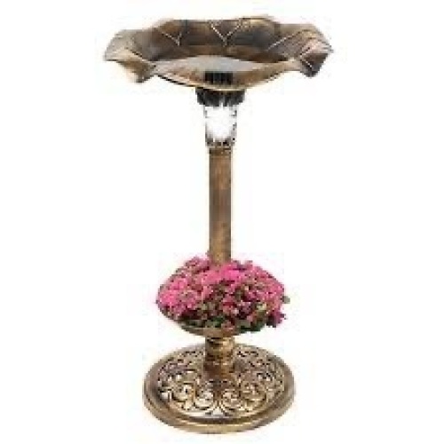 Solar Lighted Bird Bath w/ Planter - Lot 1580