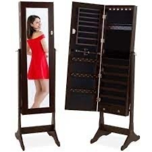 6-Tier Standing Jewelry Mirror Armoire w/ LED Lights - Lot 1602