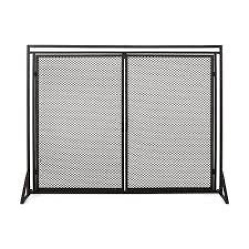 2-Door Wrought Iron Fireplace Screen w/ Magnetic Doors - 38.5x41in - Lot 1679