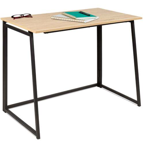 Folding Drop Leaf Office Desk w/ Wood Table Top, Back Shelf - 42in - Lot 1688