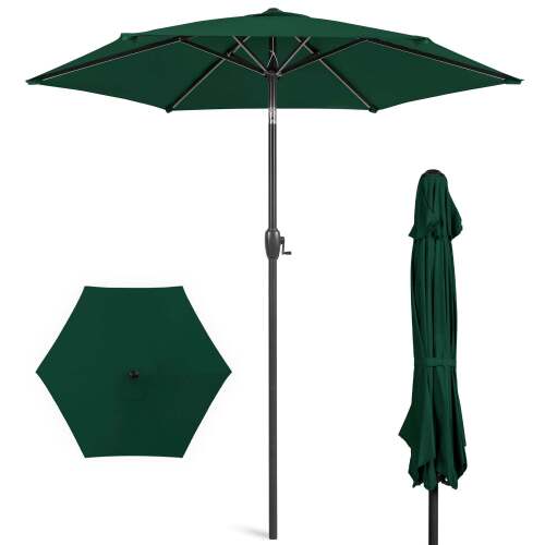 Outdoor Market Patio Umbrella w/ Push Button Tilt, Crank Lift - 7.5ft - Lot 1691