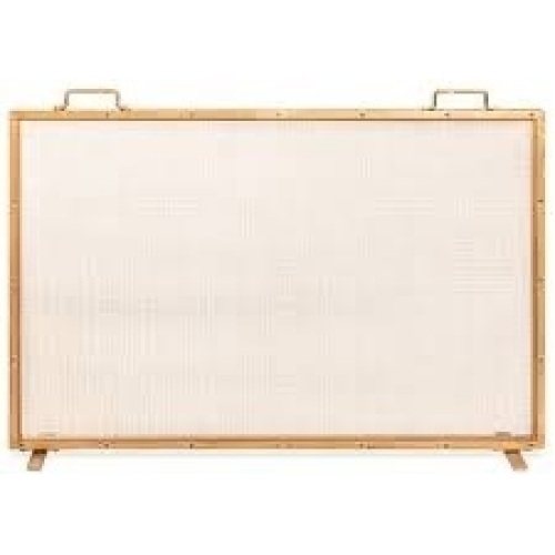 Single Panel Handcrafted Steel Mesh Fireplace Screen w/ Handles - 38x27in - Lot 1694