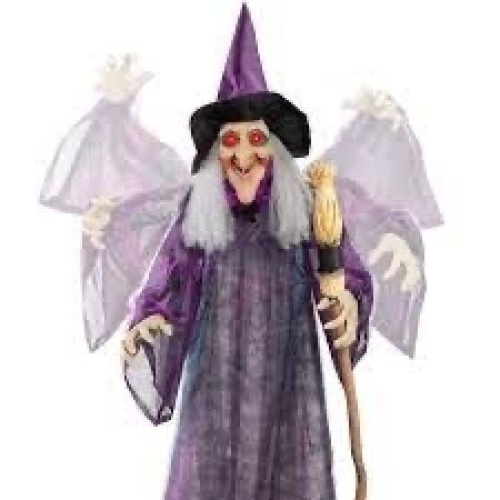 Wicked Wanda Standing Animatronic Witch with Sounds, LED Eyes - 5ft - Lot 1696