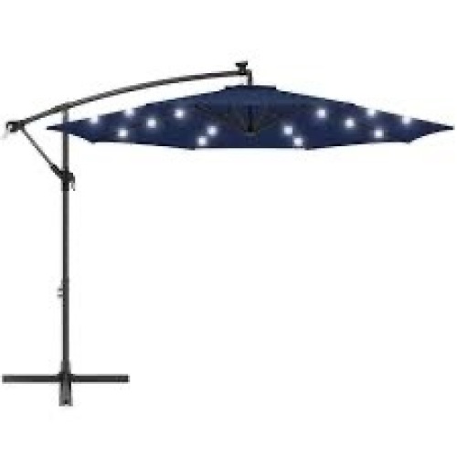 Solar LED Offset Hanging Patio Umbrella w/ Crank Tilt Adjustment - 10ft - Lot 1755