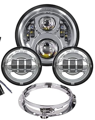 7" Round Harley Davidson Motorcycle Headlight Kit, Appears new, Retail 109.99 - Lot 234