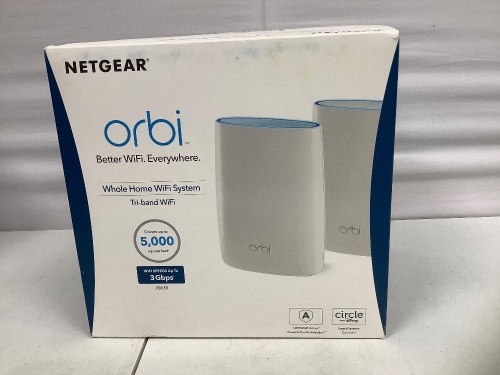 RBK50 Netgear Orbi Whole Home WiFi System, Covers up to 5,000 sq ft, Appears New, Untested, Retail - $280.00 - Lot 973