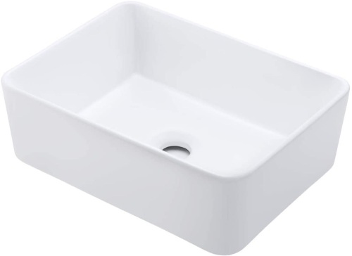 KES BVS110S40 Rectangle Vessel Sink 16"X12" White, Above Counter Porcelain Ceramic Small Sink Bowl, New, Retail - $69.99 - Lot 66