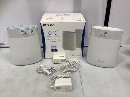 NETGEAR Orbi Tri-band Whole Home Mesh WiFi System with 3Gbps Speed (RBK50), New, Powers Up, Retail - $279.99 - Lot 62