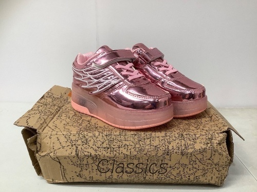 Nsasy Roller Sneakers with Wheels LED Roller Skates Shoes USB Charge Girls Size 13, Appears New, Powers Up, Retail - $45.99 - Lot 212