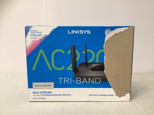 Linksys TriBand WiFi Router, Untested, Appears New, Retail $189.00 - Lot 495