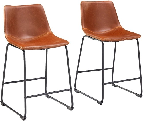 Lot of (4) Best Quality Furniture Counter Height Chairs, Bronze Faux Leather, Set of 2 - Appear New  - Lot 136