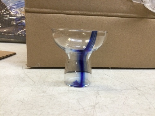 Libbey Blue Ribbon Stemless Margarita Glasses, Set of 6, Clear/Blue - Appears New  - Lot 310