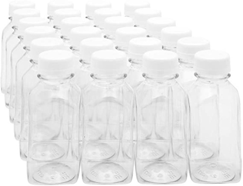 8 oz Square Clear Plastic Cold Pressed Juice Bottles with Tamper Evident Safety Caps, 100 Ct - E-Comm Return, Appear New - Lot 624