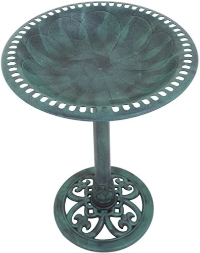 ZENY 28" Pedestal Bird Bath, Antique Green - New - Lot 751