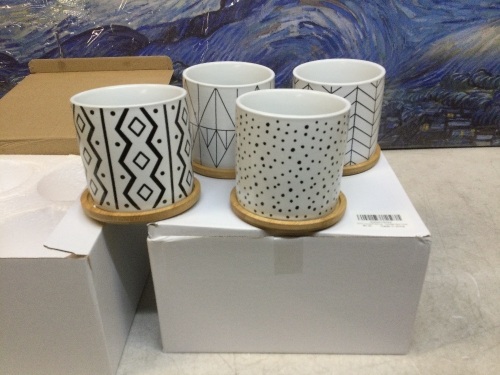 Lot of (2) Dervell Succulent Planters with Drainage Hole, Geometric Patterned, Set of 4 - Appears New - Lot 842