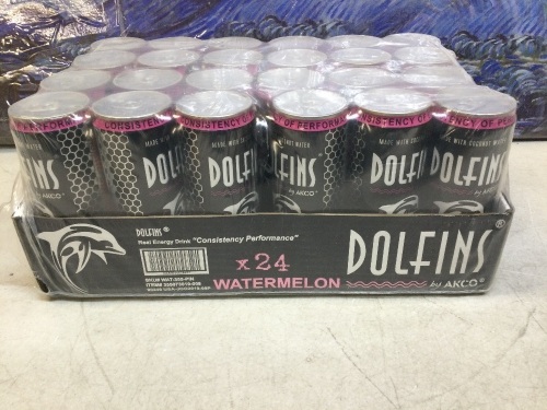 Dolfins by AKCO Watermelon Energy Drink, 24 Pack - New - Lot 1078
