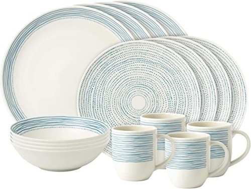 Ellen Degeneres by Royal Doulton 16 Piece Dinnerware Set, Polar Blue Dots - Appears New  - Lot 1128
