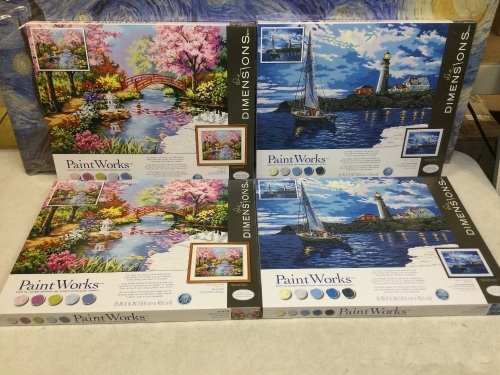Lot of (4) PaintWorks Paint by Numbers - Appears New  - Lot 1138