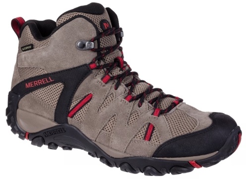 Merrell Deverta 2 Mid Waterproof Hiking Boots for Men - Boulder/Fiery Red - 13M, E-CommerceReturn - Lot 166