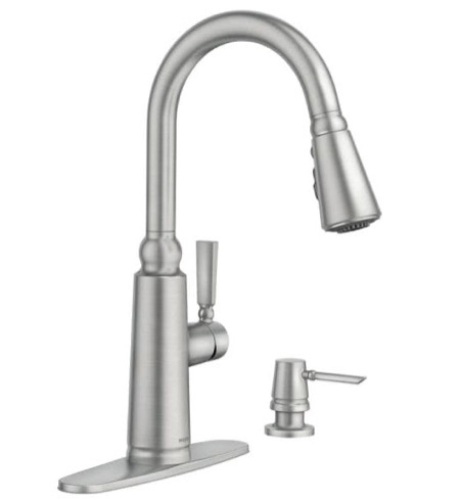 Moen Coretta Single-Handle Pull-Down Sprayer Kitchen Faucet with Reflex and Power Boost, Spot Resist Stainless - Appears New  - Lot 346