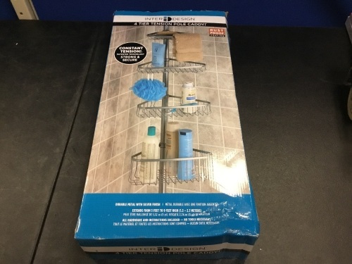 interDesign York 4-Tier Tension-Pole Caddy in Powder Coated Silver - Appears New  - Lot 1026