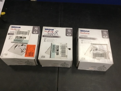 Lot of (3) Broan-NuTone 70 CFM Replacement Motor Wheel for 695A Bathroom Exhaust Fan - Appear New  - Lot 642