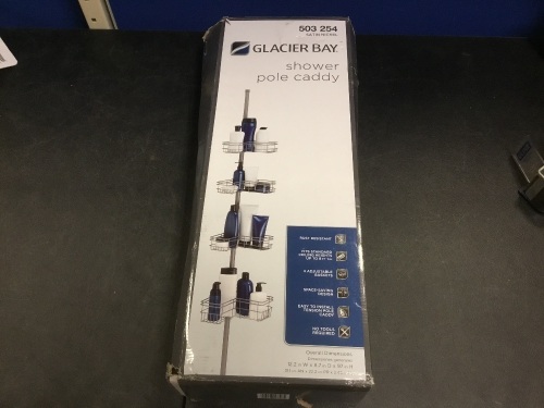 Glacier Bay "L" Style Tension Corner Pole Shower Caddy in Satin Nickel - E-Comm Return - Lot 647