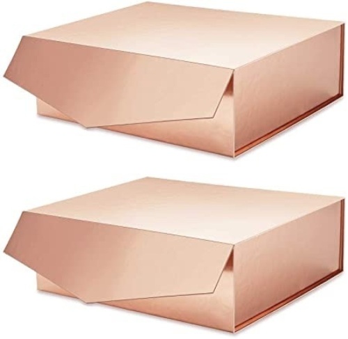 Set of 2 Collapsible Gift Boxes with Magnetic Closure, 14" x 9.5" x 4.5", Rose Gold - Appear New  - Lot 1092