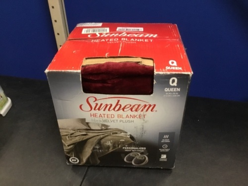 Sunbeam Velvet Plush Electric Heated Blanket, Queen - Appears New - Lot 502