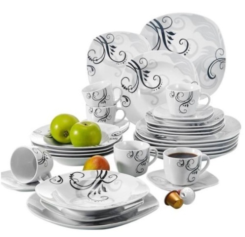 Veweet Zoey 30-Piece Casual Ivory White Porcelain Dinnerware Set, Service for 6 - Appears New  - Lot 130