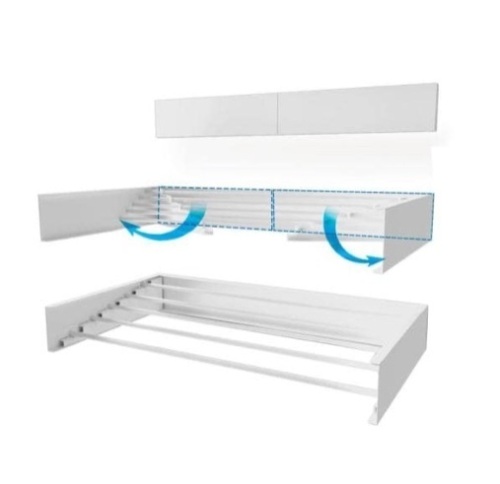 Wall Mount Retractable Indoor/Outdoor Laundry Garment Rack, 27.5" x 3.9" White - Appears New   - Lot 897