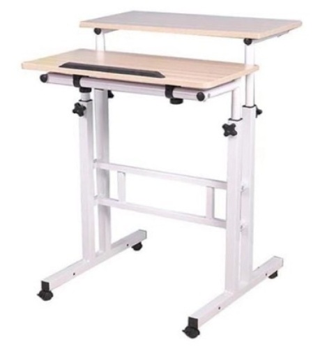 2-Tier Adjustable Sit and Stand Rolling Desk - Appears New - Lot 316