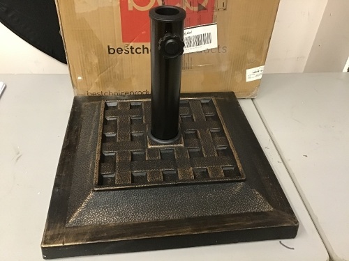 26lb Steel Square Patio Umbrella Base Stand, Basketweave Pattern - E-Comm Return, Appears New - Lot 122