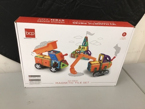 162 Piece Magnetic Tiles for STEM Education w/ Excavator Truck - E-Comm Return, Appears New  - Lot 127
