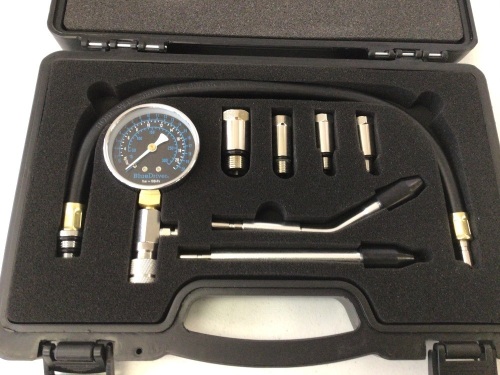 8pcs Petrol Engine Cylinder Compression Tester Kit Automotive Tool Gauge, Appears New - Lot 182