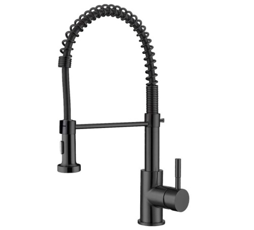 Single Handle Pull Down Spring Kitchen Faucet, Stainless Steel Matte Black Kitchen Sink Faucet With Sprayer, Appears New - Lot 187
