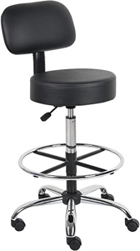 Boss Office Products B16245-BK Be Well Medical Spa Drafting Stool with Back, Black - E-Comm Return, Appears New  - Lot 1126