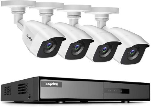 SANNCE Security Kit 8CH DVR 1080P 5-in-1 without Hard Drive 4 Cameras Waterproof Remote Access - Appears New  - Lot 385