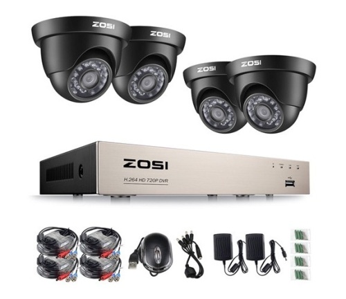 ZOSI Wired 8CH DVR Security System with 4 720P HD Dome Cameras - Appears New  - Lot 390