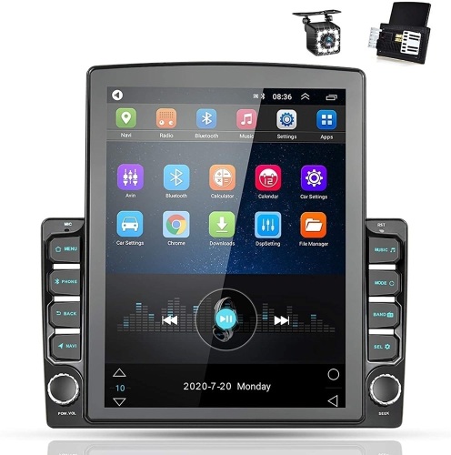 Android 9.0 Double Din GPS Navigation Car Stereo, 9.7'' Vertical Touch Screen 2.5D Tempered Glass Mirror Bluetooth Car Radio with Backup Camera - Appears New  - Lot 111