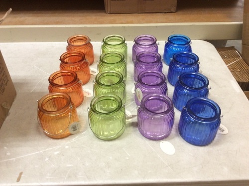 Lot of (16) Multicolor 3.9" Glass Jars - New - Lot 312