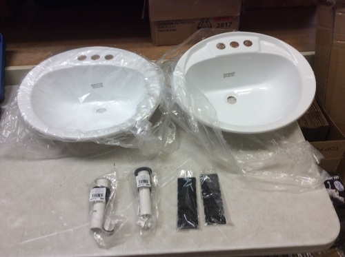 Lot of (2) White Oval Plastic Lavatory Sinks 19" x 16" - Appear New  - Lot 893