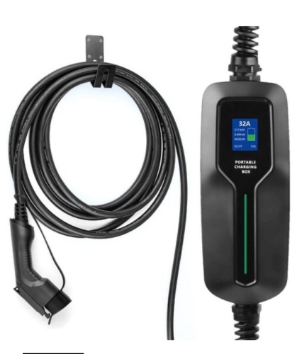 Electric Car Charger SAE J1772 Type 1 Portable EVSE EV Charging Box Cable 7.6M Level 2 32A 7KW NEMA for Electric Vehicle - Appears New  - Lot 256