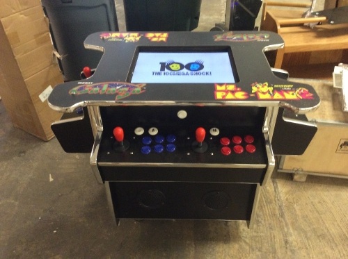 MIDWAY Galaga & Ms Pac-Man 3 Sided Arcade Machine Table, 750 Games - Missing Glass Top, One Blue Button is Stuck - Lot 41