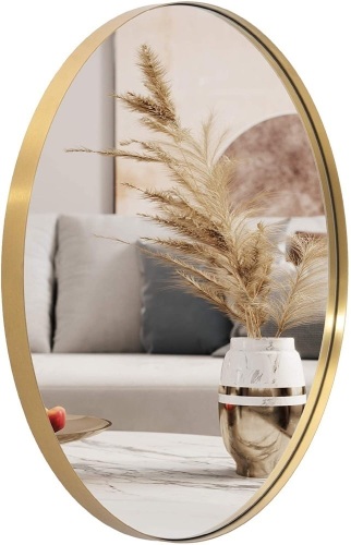 ANDY STAR Oval Wall Mirror 22x30’’ Modern Gold Bathroom Mirror with Stainless Steel Metal Frame 1’’ Deep Set Design - Appears New   - Lot 284