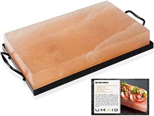 UMAID Natural Himalayan Rock Salt Cooking Block with Steel Tray 12" x 8" x 1.5" - Appears New  - Lot 542