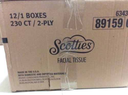 Scotties 2-Ply Facial Tissue, 12 Boxes - New - Lot 851