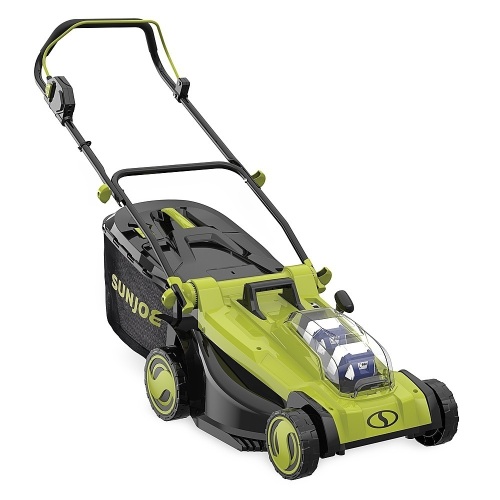 Sun Joe 24V-X2-17LM 48-Volt iON+ Cordless Lawn Mower Kit 17in 2 x 4.0-Ah Batteries, Dual Port Charger and Collection Bag - Appears New  - Lot 94