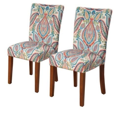 HomePop Parsons Multi-Color Paisley Dining Chairs, Set of 2 - Appear New  - Lot 326